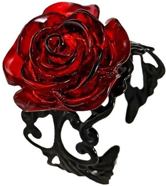 HaiKouLiJinHaiKeJiYouXianGongSi Rosenring, Metall, Rot, Damen - Bild 1
