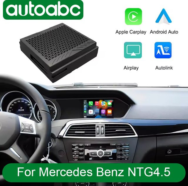 AUTOABC Drahtloses CarPlay und Android Auto Modul für Mercedes Benz A B C E Klasse W246 W176 GLK W204 X204 ML NTG4.5 in Schwarz - Bild 1