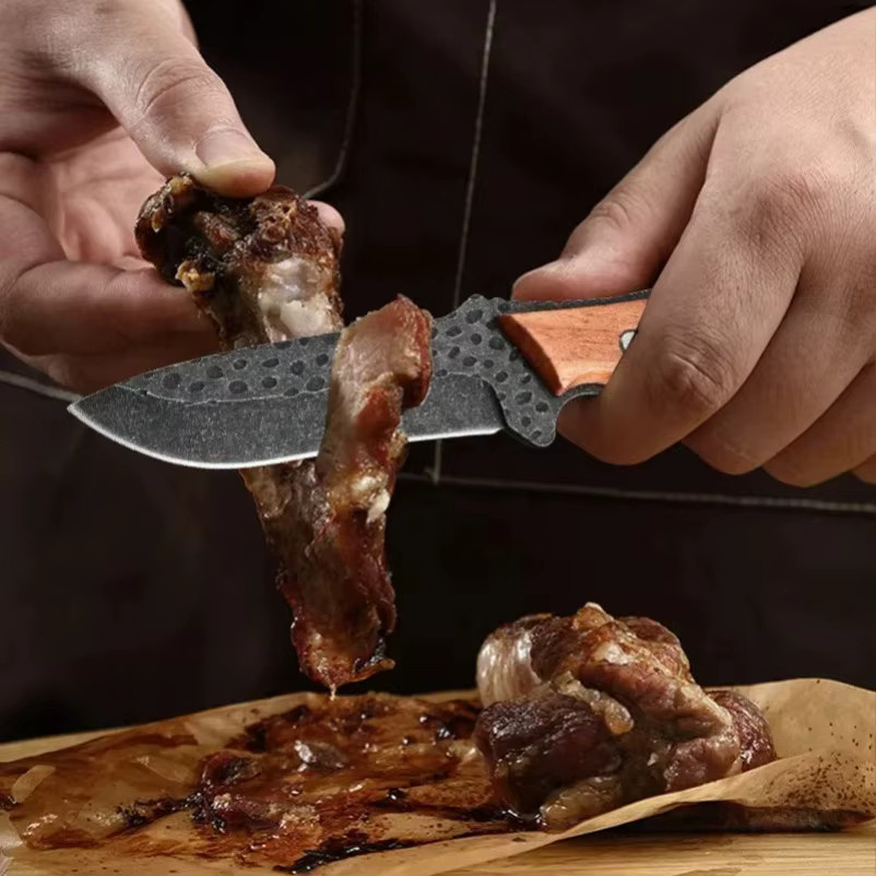 Handgeschmiedetes InLeung Küchen-Allzweckmesser mit Holzgriff und Scheide - Bild 3