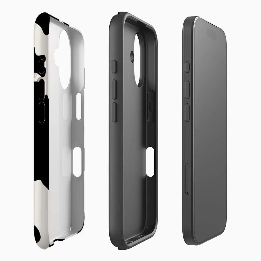 Handyhülle mit schwarz-weißem Kuh-Print für Apple iPhone 17 16 15 14 13 12 Pro Max Plus mit doppelschichtiger Rückseite - Bild 2