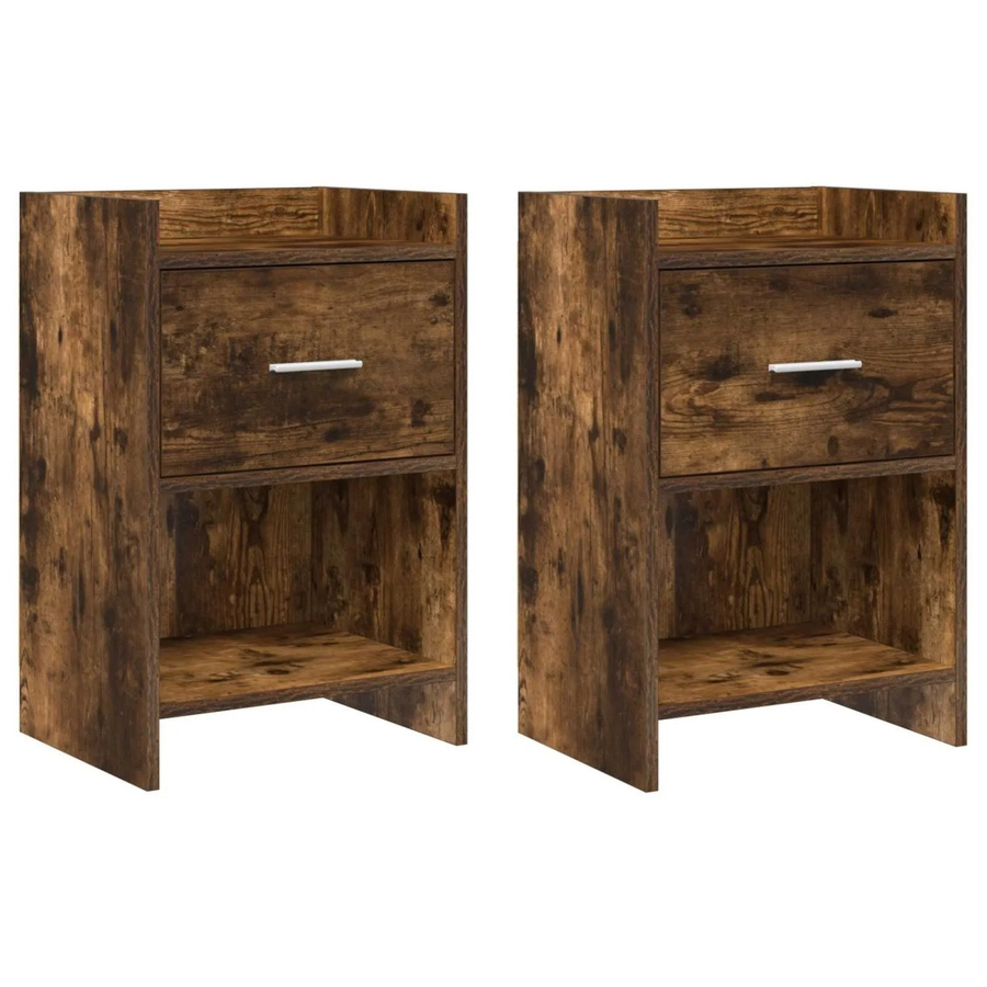 vidaXL Nachttische 2er Set in Geräucherte Eiche, modern, B/T/H: 40 x 30 x 60 cm - Bild 2