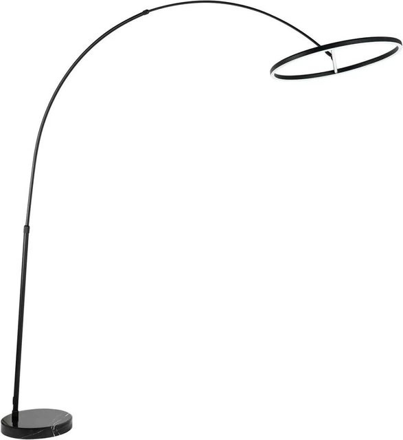 Lucande LED Stehlampe Virvera Bogenleuchte in Schwarz aus Aluminium und Marmor für dein Wohnzimmer, Höhe: 230 cm, Breite: 60 cm, Tiefe: 36 cm - Bild 1