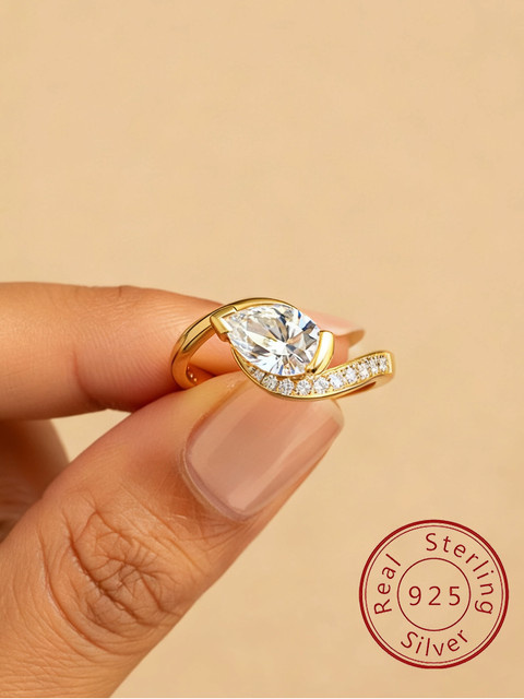Ring 925 Silber, Zirkonia, Damen, Wassertropfen - Bild 1
