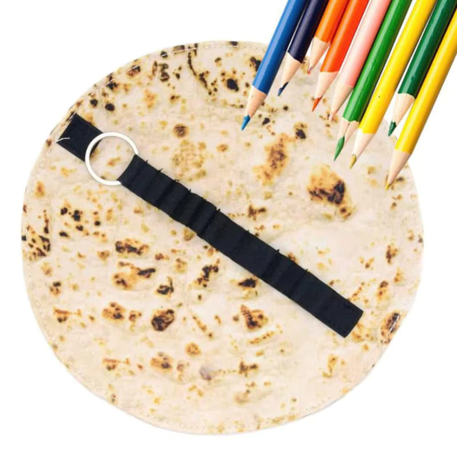 Realistisches Federmäppchen im Lebensmitteldesign aus Segeltuch, flache Briefpapiertasche für Schul- und Künstlerbedarf, Mehrfarbig - Bild 2