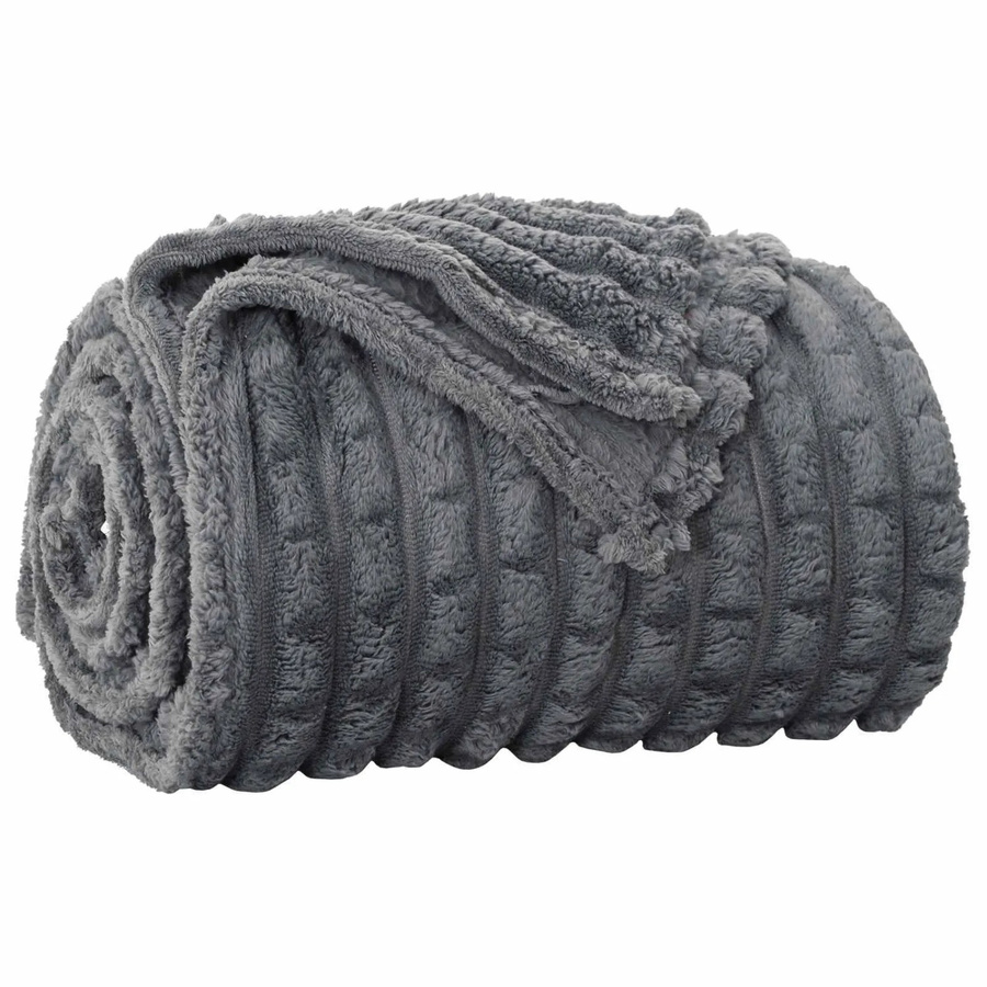 vidaXL Überwurfdecke aus Fleece in Dunkelgrau, B/B: 270 x 240 cm - Bild 2