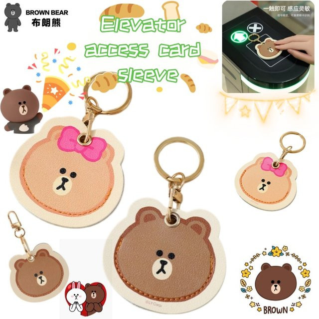 LINE FRIENDS Kartenhalter mit Schlüsselanhänger, Damen, Brown Bear Cony Choco Anime Cartoon - Bild 1