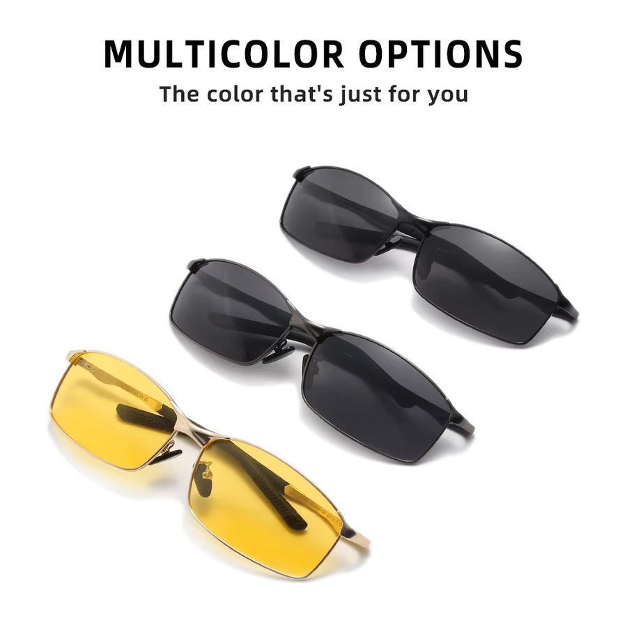FORKING Sonnenbrille, rechteckiger Rahmen, Metall, schwarz, polarisiert, Herren - Bild 3