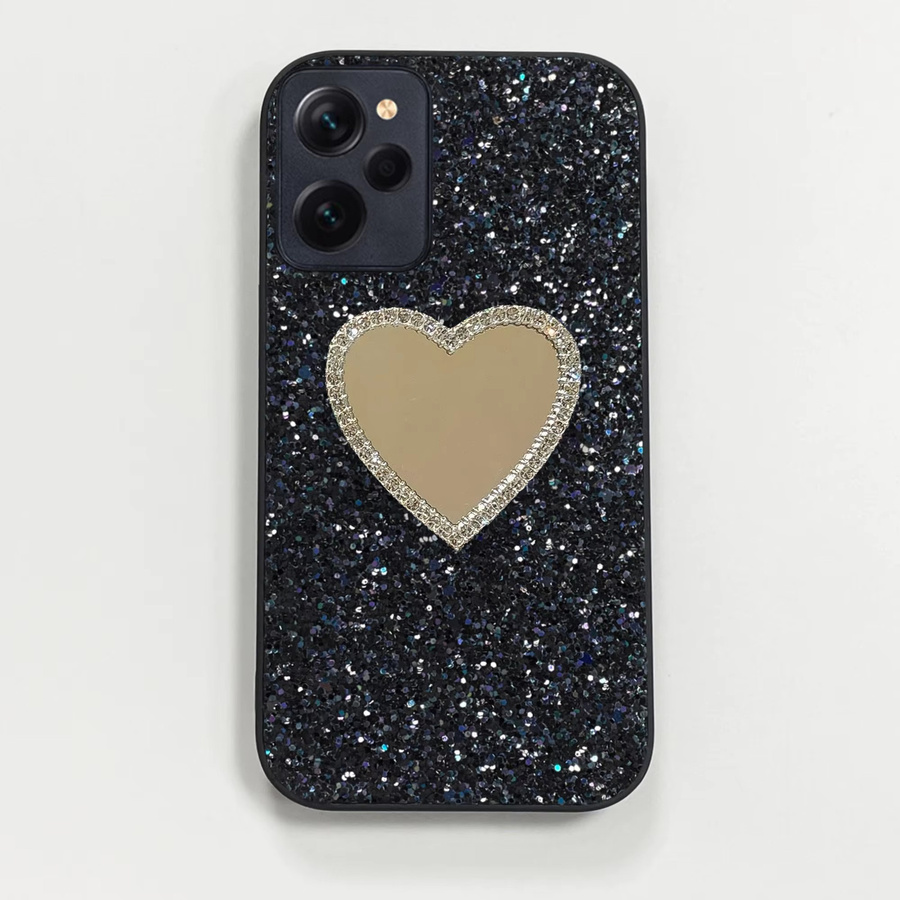 Luxuriöse Glitzer-Handyhülle mit Spiegel-Effekt und Strass-Diamanten für Xiaomi Poco F6 F5 Pro X3 X4 X5 X6 X7 Pro 5G in Schwarz - Bild 3