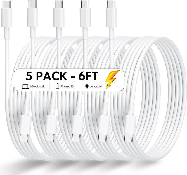 ILEPO USB-C Schnellladekabel 60 W in Weiß für iPhone 15 Pro Max, iPad Pro, iPad Air und MacBook Air - Bild 1
