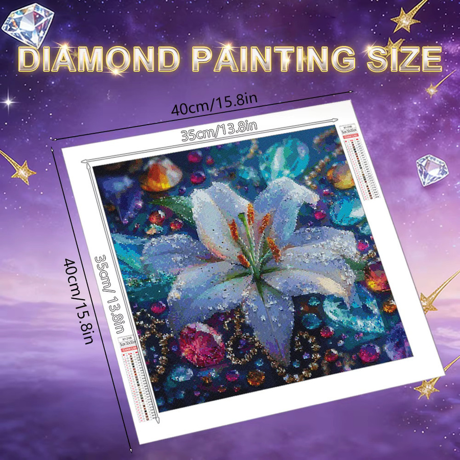 HUACAN 5D Diamantmalerei Lilien-Blumen DIY Set mit quadratischen Steinen in Multicolour zur Wanddekoration - Bild 2