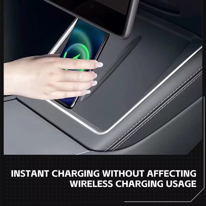 Rutschfeste Silikon-Wireless-Ladematte für Tesla Model Y Juniper 2025 2026 Mittelkonsole in Schwarz - Bild 4