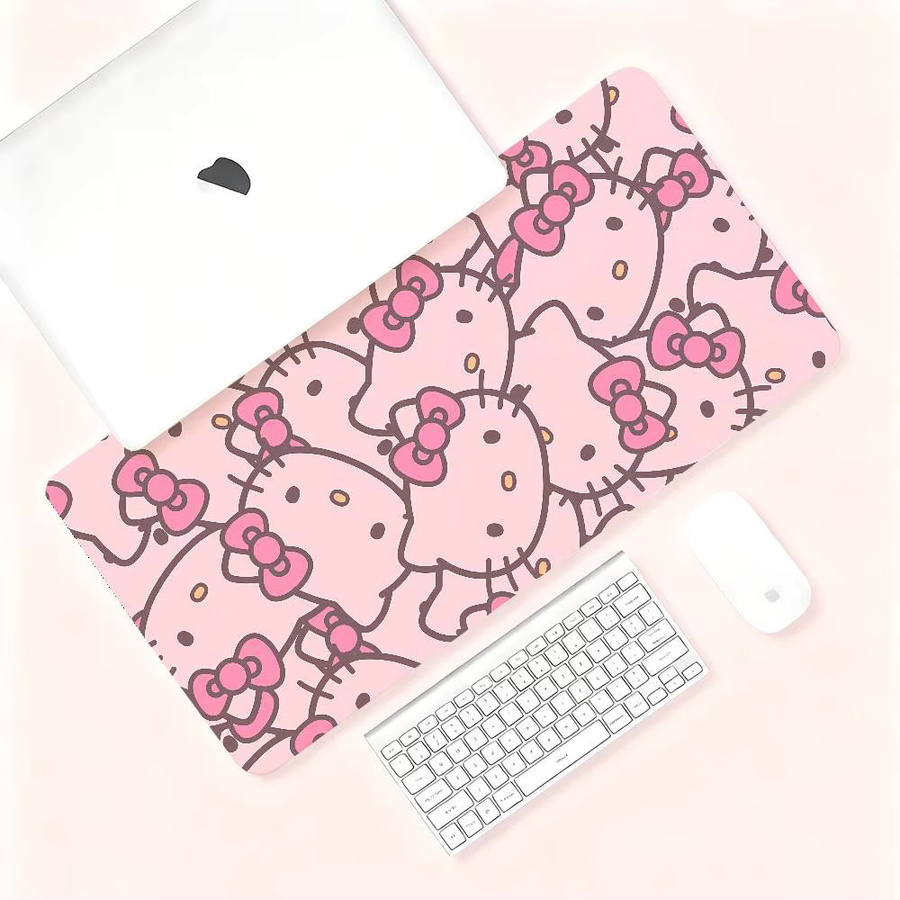 Mesuca Kawaii Cartoon Mauspad Hello Kitty Design in Pink, große Schreibtischunterlage für Computer und Laptop - Bild 4