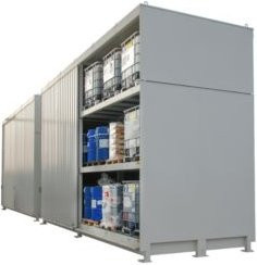 Regalcontainer BAUER CEN 65-3b IBC aus Stahl mit Schiebetor in Grau, B/T/H: 717,0 x 290,0 x 494,5 cm - Bild 1