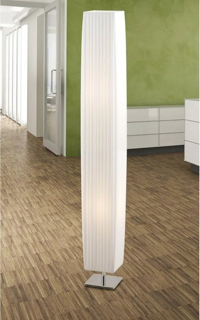 Globo Plisseeleuchte Bodenlampe in Weiß mit Textilschirm und Chromdetails für E27 - Bild 1