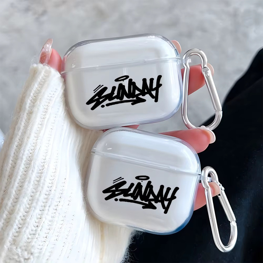Transparente TPU-Schutzhülle mit Graffiti-Text-Muster für Apple AirPods Pro 2, Pro 3 und AirPods 4/3/2/1 - Bild 2