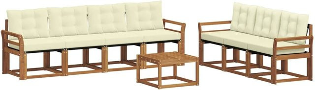 vidaXL Outdoor-Sofagarnitur 8-teilig aus Akazienholz mit Kissen in Natur und Beige - Bild 1