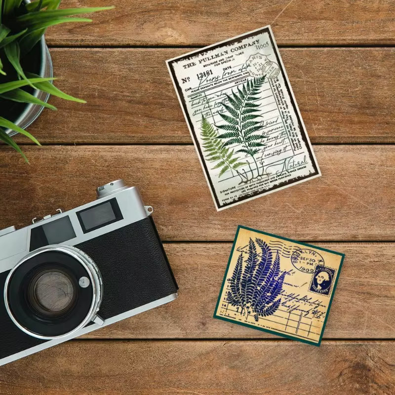 Vintage Blatt Pflanzen Silikonstempel für Scrapbooking und DIY Karten mit Retro Text, Transparent, B: 14,73 cm x H: 21,15 cm - Bild 3