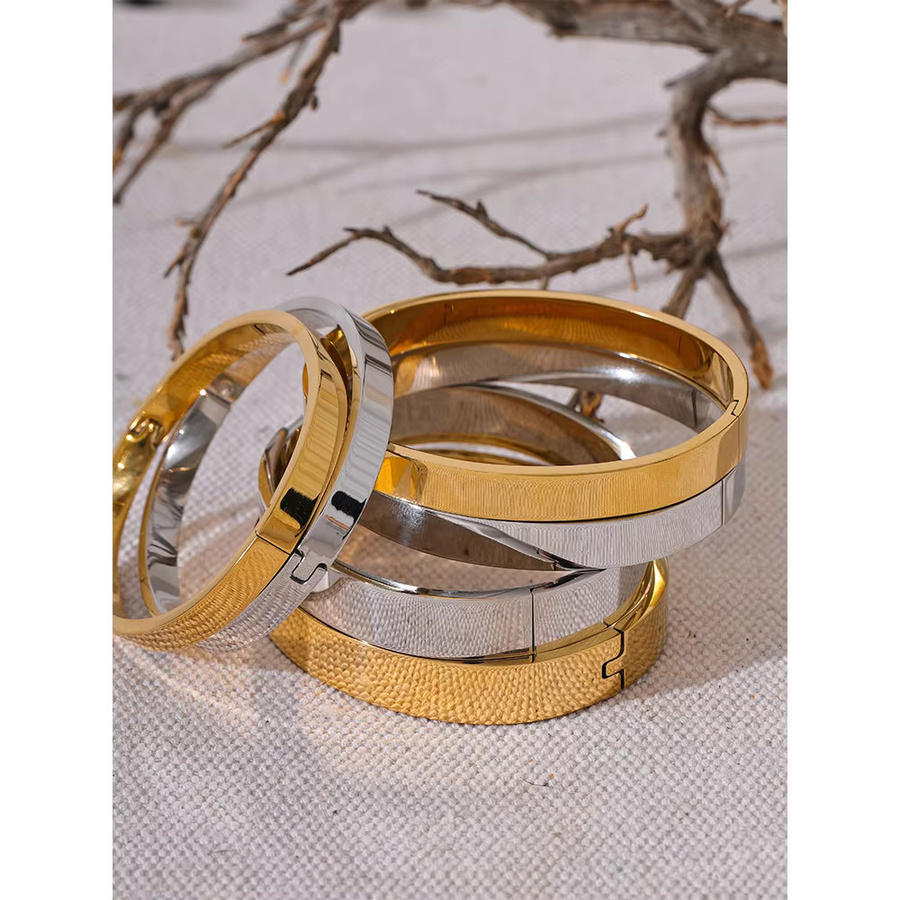 Yhpup Armband Armreif, Edelstahl, Gold Silber Farbe, Unisex - Bild 3