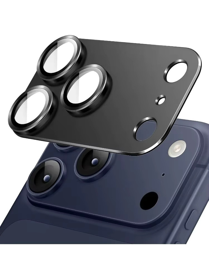 Kamera-Objektivschutz für iPhone 17 Pro Max aus Metall-Aluminium-Legierung und gehärtetem Glas in Schwarz Titan - Bild 4
