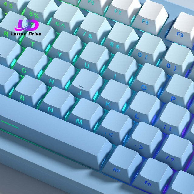 Double-Shot PBT Tastenkappen mit blauem Farbverlauf im Cherry-Profil, 136 Tasten für MX-Schalter wie Cherry und Gateron, seitlich bedruckt - Bild 1