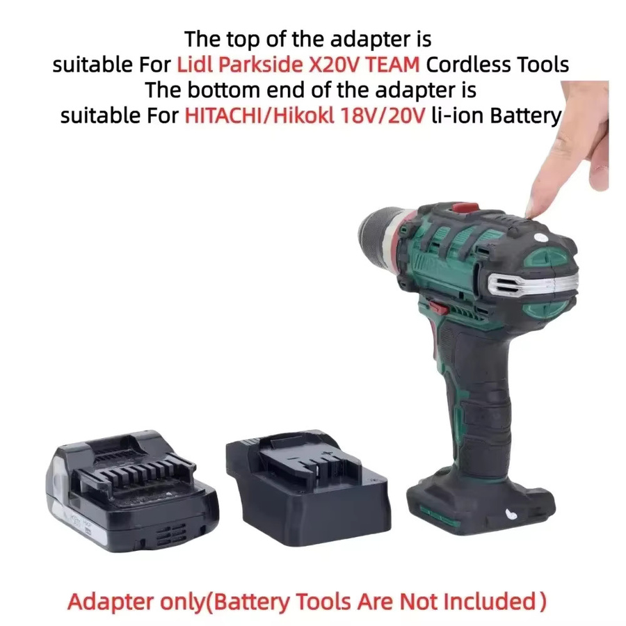 Batteriekonverter Adapter für HiKOKI Hitachi HXP 18V Akkus zu Lidl Parkside X20V TEAM Akku-Bohrwerkzeug in Schwarz - Bild 3