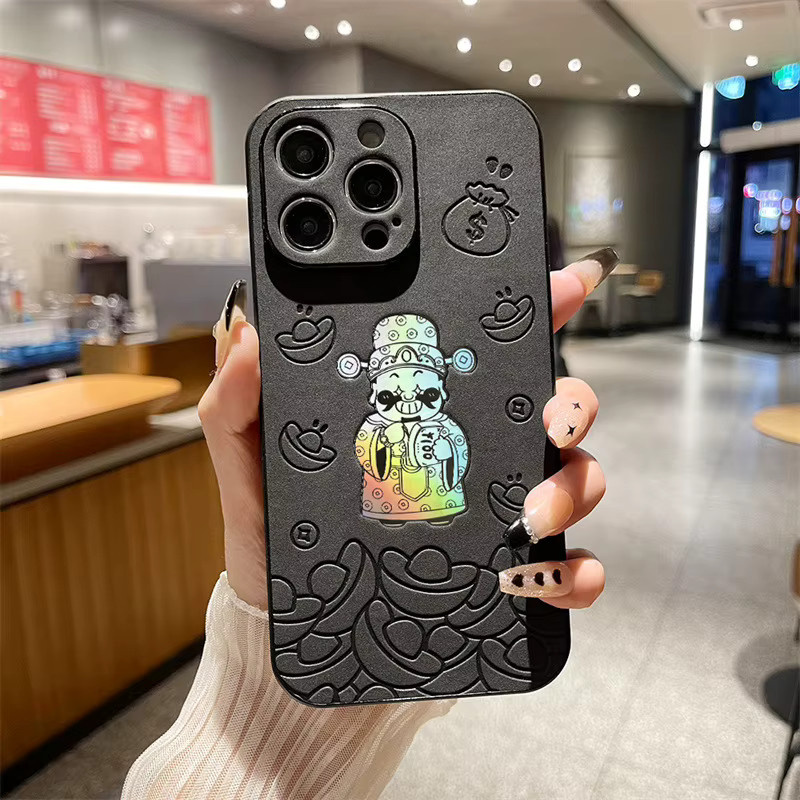 MUQGEW Stoßfeste Handyhülle mit Laser-Lederstruktur für iPhone 17, 16, 15, 14, 13, 12, 11 Pro Max in Schwarz oder Grau - Bild 2