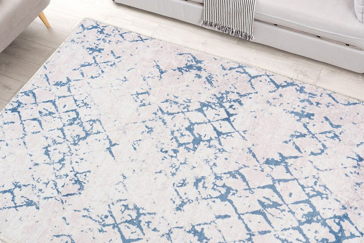 Arte Espina Teppich Peron rechteckig in Weiß und Blau, B: 80 cm, L: 150 cm, Höhe: 0,5 cm - Bild 1