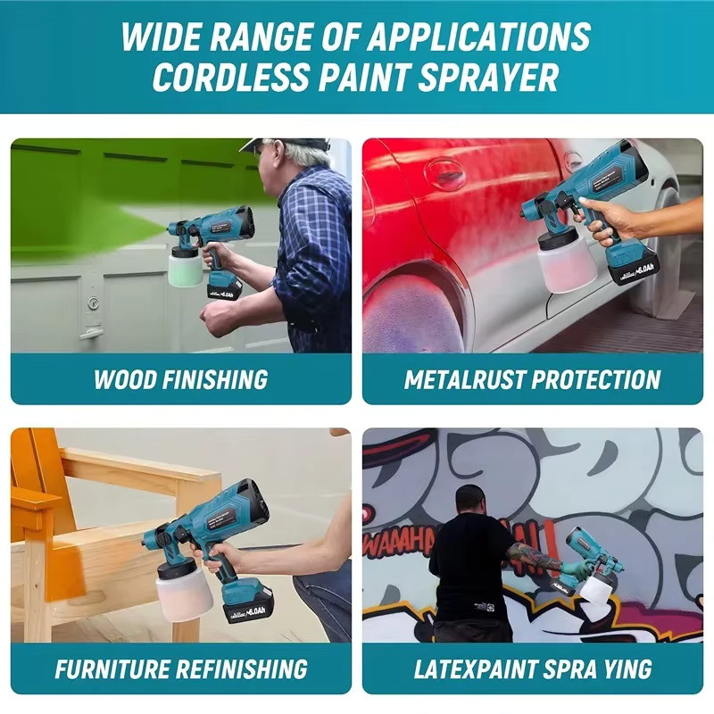 Makita Elektrische Farbspritzpistole Blau mit 1 l Behälter für 18V Akku als kabelloses Farbsprühgerät für Lackierarbeiten - Bild 5