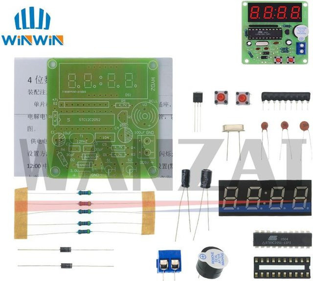AITEWIN ROBOT DIY-Kit Digitale LED-Uhr mit Röhren-Display und elektronischen Modulkomponenten für DC 9V-12V - Bild 1