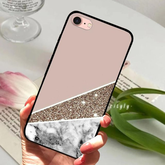 MY-CASE Silikon Handyhülle für iPhone 6, 6S, 7, 7 Plus, 8 und 8 Plus in Schwarz und Pink - Bild 1
