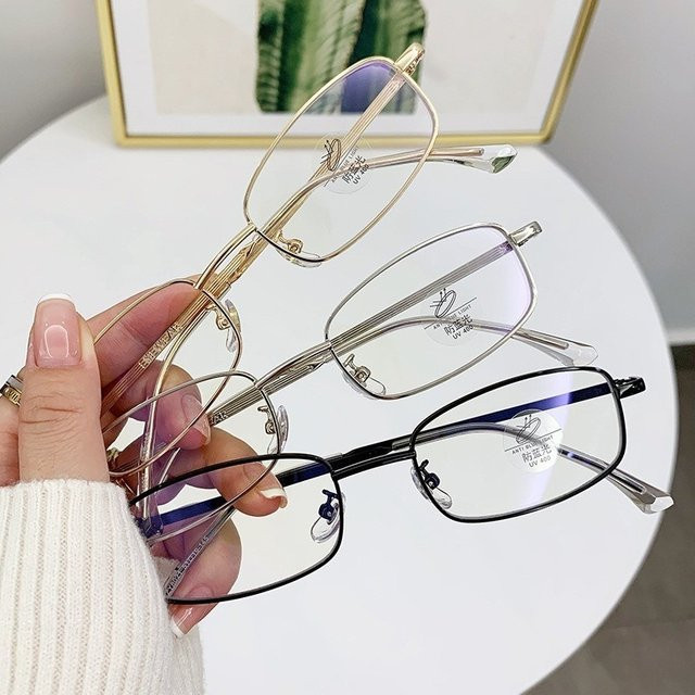 Damen Korrektionsbrille, quadratisch, Metall, Gold, Anti-Blaulichtfilter - Bild 1