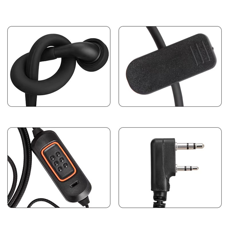 ABBREE 780 Headset-Mikrofon-Kopfhörer in Schwarz für BaoFeng UV-5R UV-21 PRO und Quansheng UV-K6 Walkie Talkie Zubehör - Bild 6