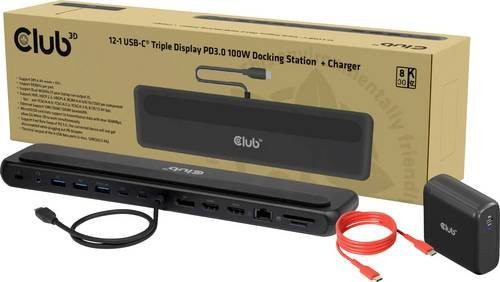 Club3D USB-C Dockingstation CSV-2541 mit Power Delivery, Ethernet/LAN und USB-A Anschlüssen in Schwarz - Bild 1