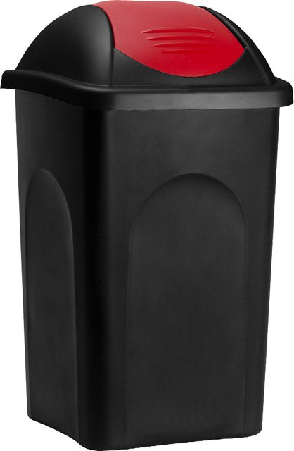 Stefanplast Mülleimer aus Kunststoff in Schwarz und Rot mit 60 l Fassungsvermögen - Bild 1