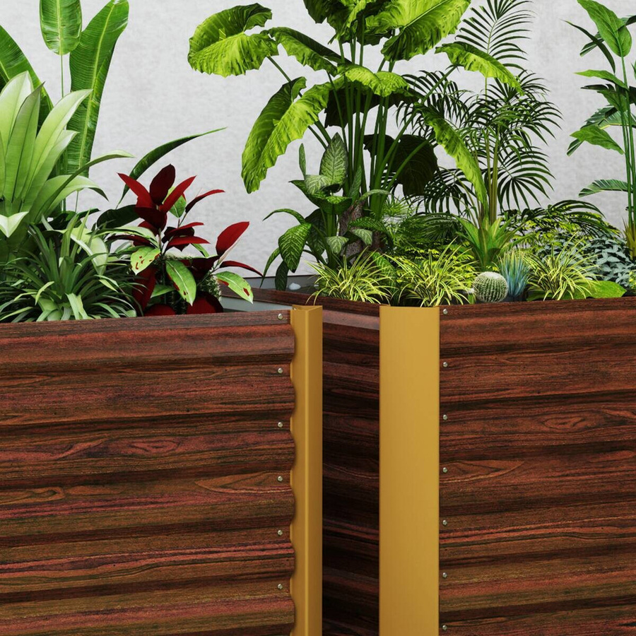 Outsunny 2er-Set Hochbeet aus verzinktem Stahl in Braun, B/H/L: 60 x 60 x 120 cm - Bild 5