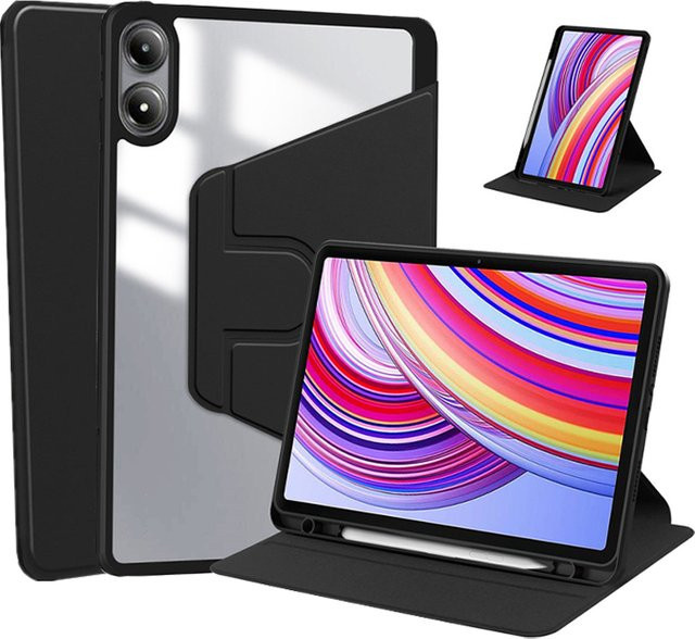 Xiaomi Magnetische Smart Case für Redmi Pad Pro 12,1 Zoll 2024 mit rotierendem Ständer und Stiftschlitz in Schwarz - Bild 1