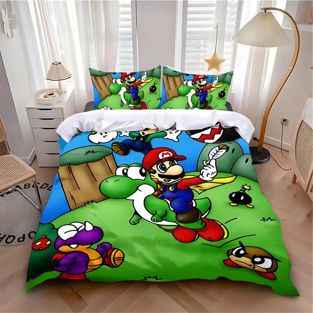 Bettwäsche Set Mario mit Bettbezug und Kissenbezug für Kinder und Erwachsene, Mehrfarbig, B/H: 200 x 230 cm - Bild 1