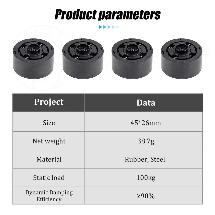 ZANYAPTR Anti-Vibrations-Fußpolster Stoßdämpfer in Schwarz für Bambu Lab X1 P1 P1S P2S X2D, Snapmaker U1 und Anycubic Kobra S1 - Bild 5