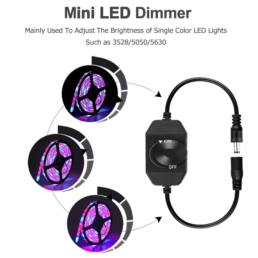 TiaoChongYi PWM LED Dimmer Controller mit manuellem Knopf für 12V-24V DC und 5V USB, Schwarz - Bild 4