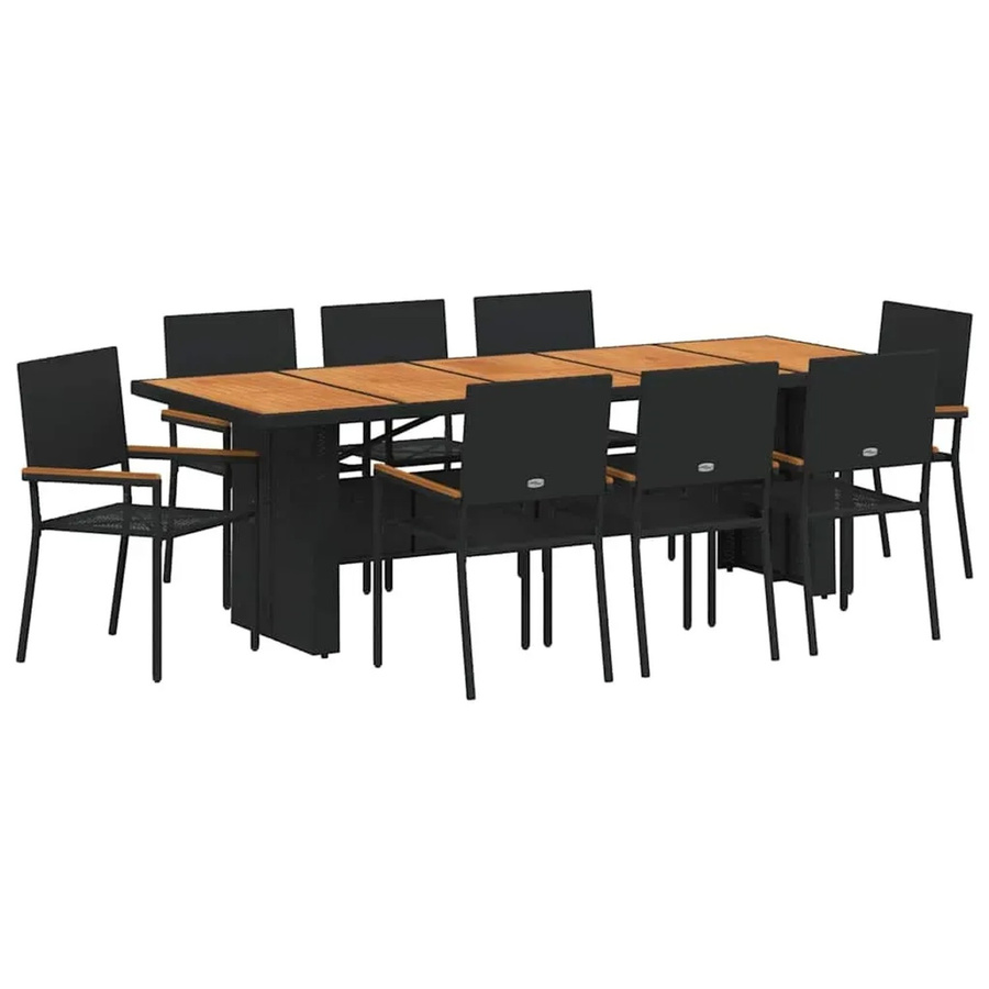 vidaXL Garten Essgruppe aus Poly-Rattan und Stahl in Schwarz, 9-teilig - Bild 2
