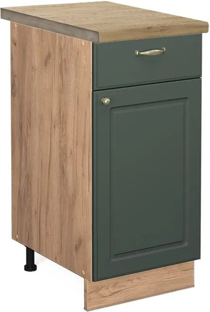 Vicco Küchenunterschrank Fame-Line in Grün-Gold mit Eichenoptik im Landhausstil, B/T/H: 40 x 60 x 82 cm - Bild 1