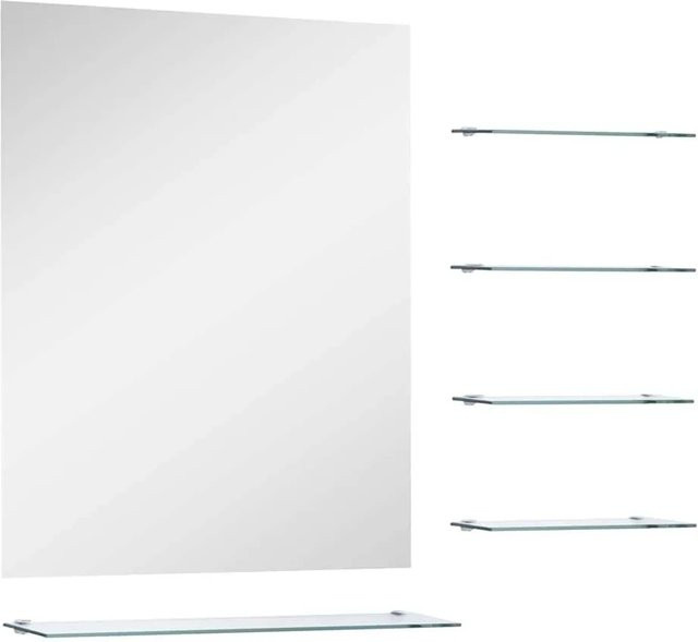 vidaXL Wandspiegel mit 5 Ablagen in Silber, Rechteckig, Breite: 50 cm, Höhe: 60 cm - Bild 1
