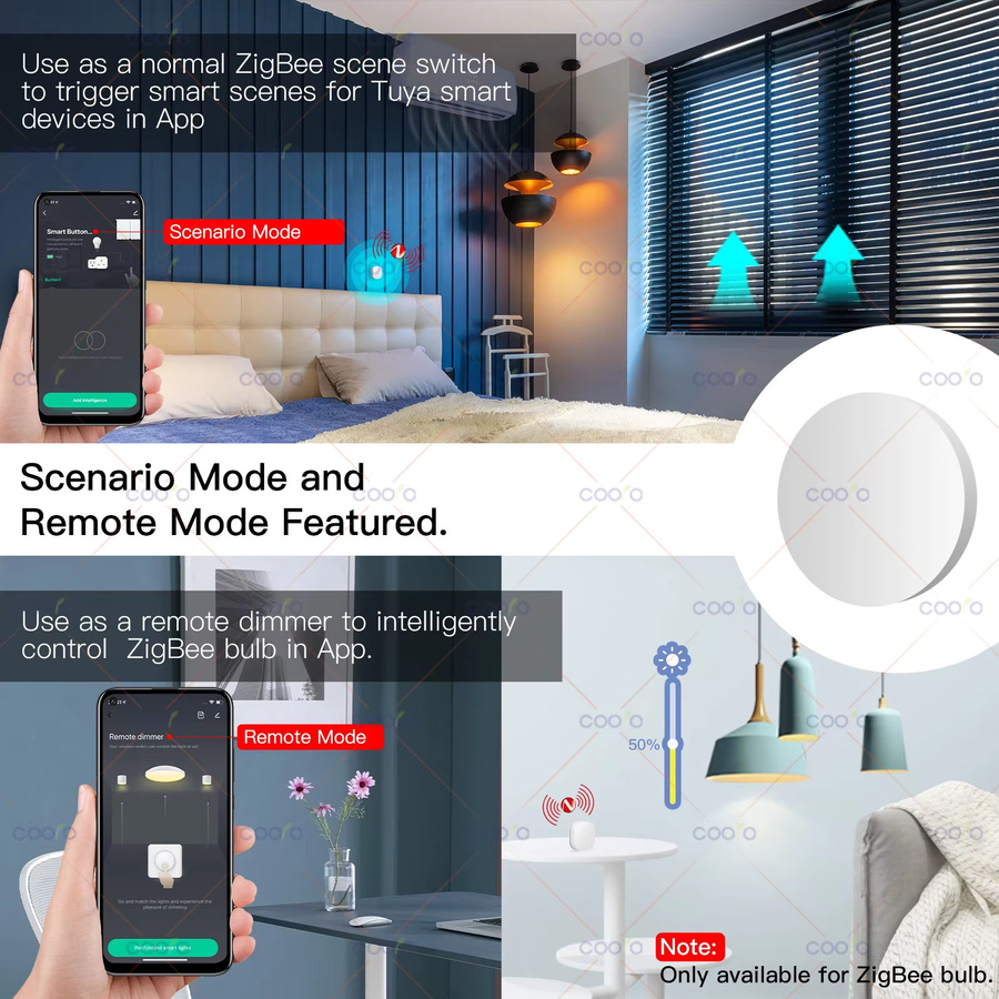 Tuya ZigBee Szenenschalter in Weiß: Intelligenter batteriebetriebener Druckknopf zur Smart Device Automation - Bild 4