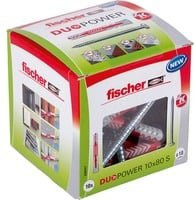 Fischer DuoPower Allzweckdübel aus Kunststoff, Farbe: Grau/Rot, Durchmesser: 10 mm, Länge: 80 mm - Bild 1