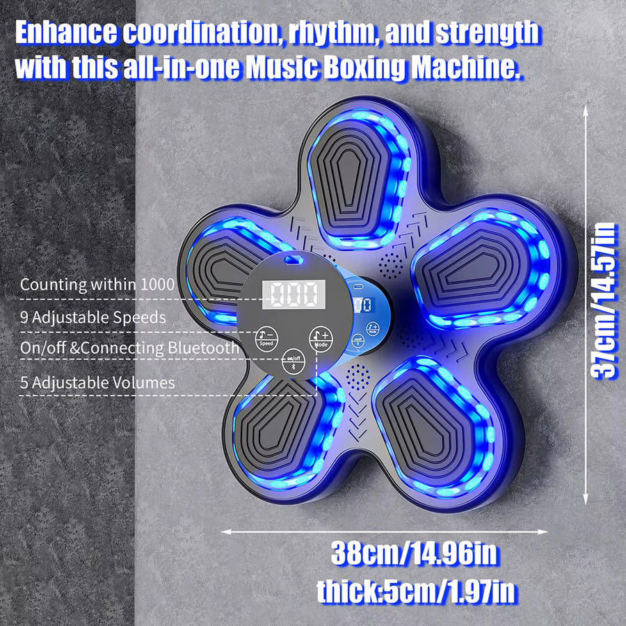 GKHMNEW Music Boxing Machine, Elektronische Musik Boxmaschine, mit LED Licht, Bluetooth, Schwarz - Bild 2