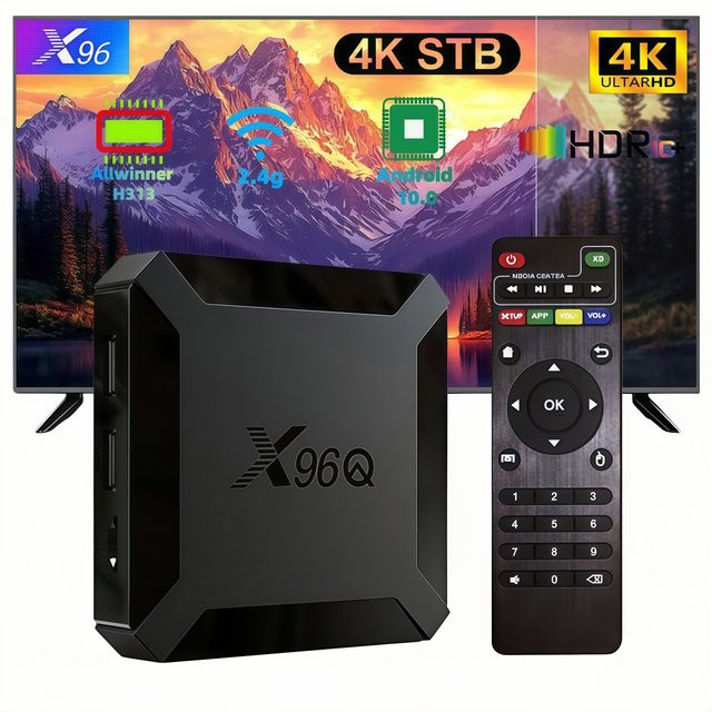 X96Q Android 10.0 TV-Box mit Allwinner H313 Quad-Core, 2GB DDR3, 16GB EMMC, 4K HD Media Player und 2,4G WLAN in Schwarz - Bild 1