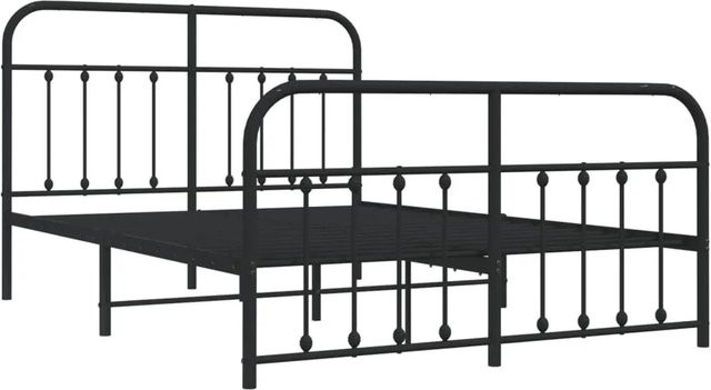 vidaXL Bettgestell aus Metall mit Kopf- und Fußteil in Schwarz, B/T: 140 x 200 cm - Bild 1