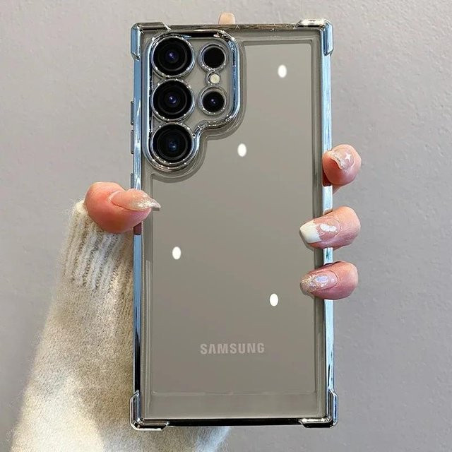 Luxus Vergoldung Schutzhülle für Samsung Galaxy S24 S23 S22 Ultra Plus Transparent Grau - Bild 1