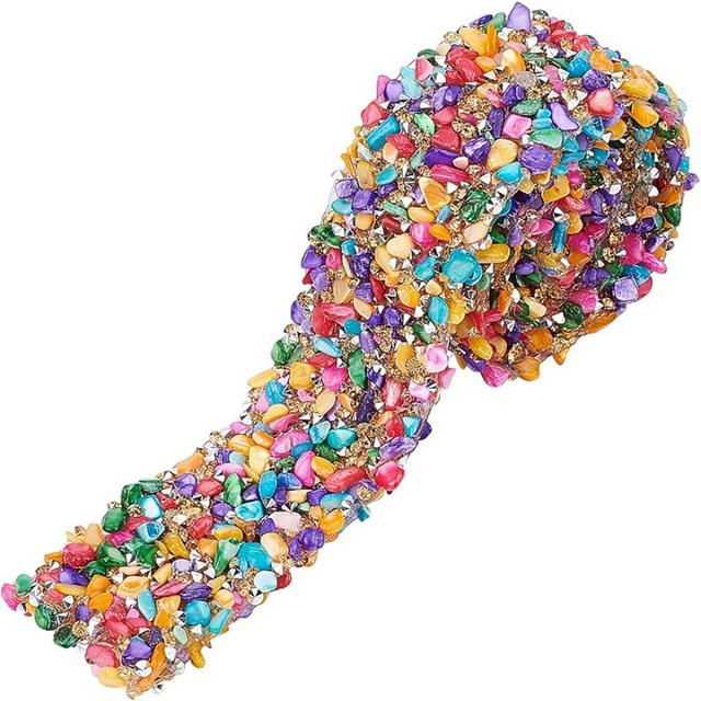 Kristall Strass Trim Hotfix Band mit bunten künstlichen Edelstein Perlen, 1,4 Zoll Breite, Multicolor - Bild 1