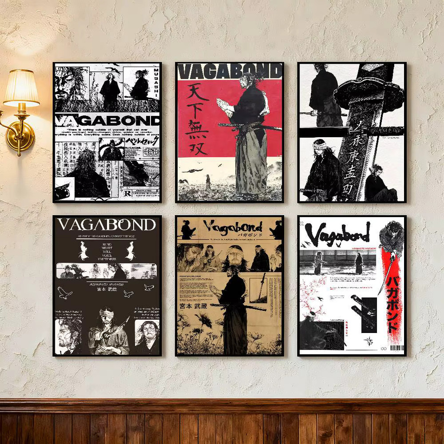 Kayou Japanischer Anime Vintage Manga Miyamoto Musashi Vagabond Bushido Krieger Poster Kunstdruck aus Papier - Bild 3